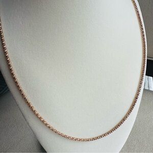 Rose Gold Tone Popcorn Chain Necklace | Classic Long Layering Chain 28”